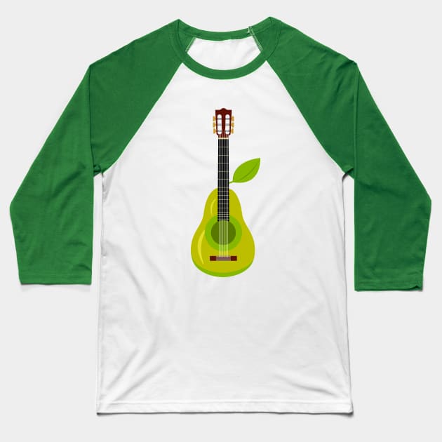 Pear Guitar illustration Baseball T-Shirt by Mako Design 